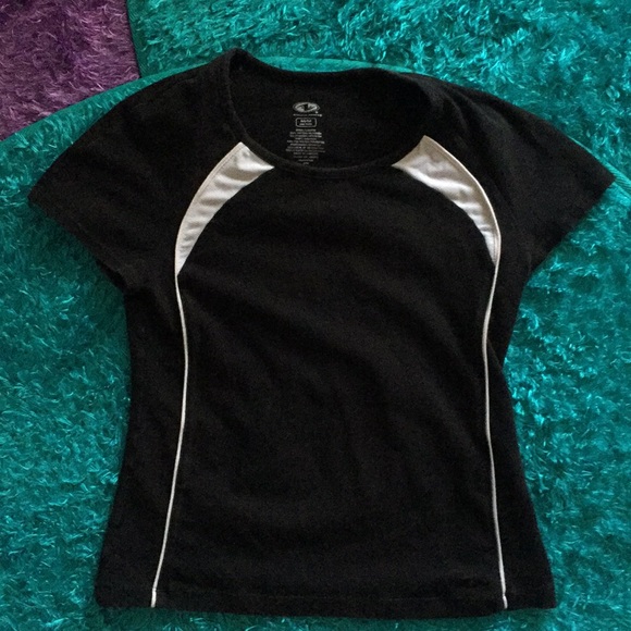 Black fitted workout top - Picture 1 of 6